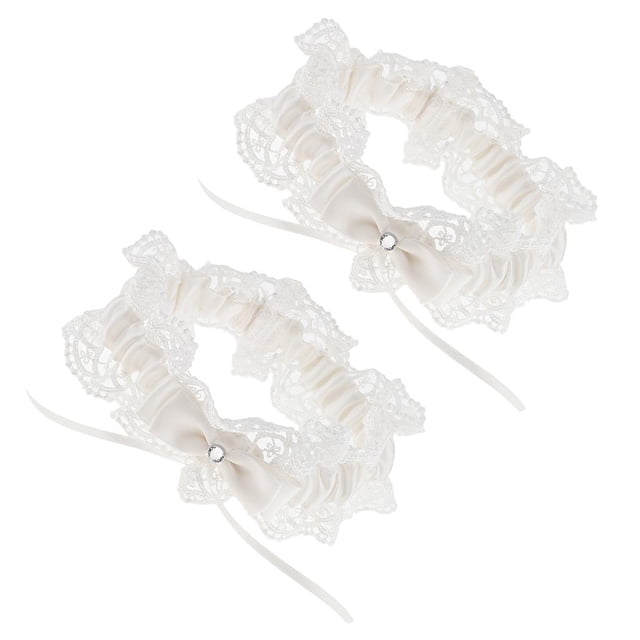 Disfraz de de Bowknot de Cristal de Encaje Floral Beige Claro de 2 Piezas
