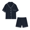 thumbnail image 4 of CONROSES Womens 2 Peice Pajama Sets Casual Solid Short Sleeve Pjs Tops Shorts Loungewear Sets Cozy Nightwear Sleepwear, 4 of 4