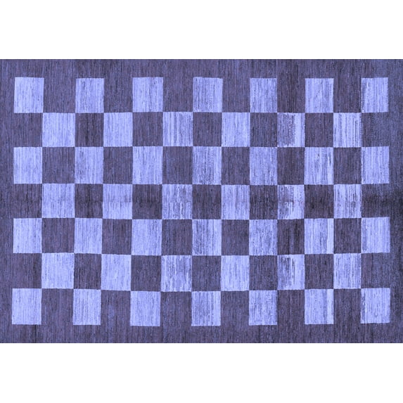Ahgly Company Machine Washable Indoor Rectangle Checkered Blue Modern Area Rugs, 2' x 3'