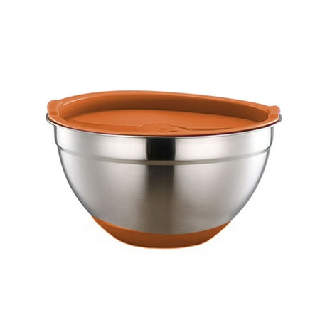 

Leke Stainless Steel Salad Bowl with Silicone Bottom Lid Cooking Baking Home Kitchen