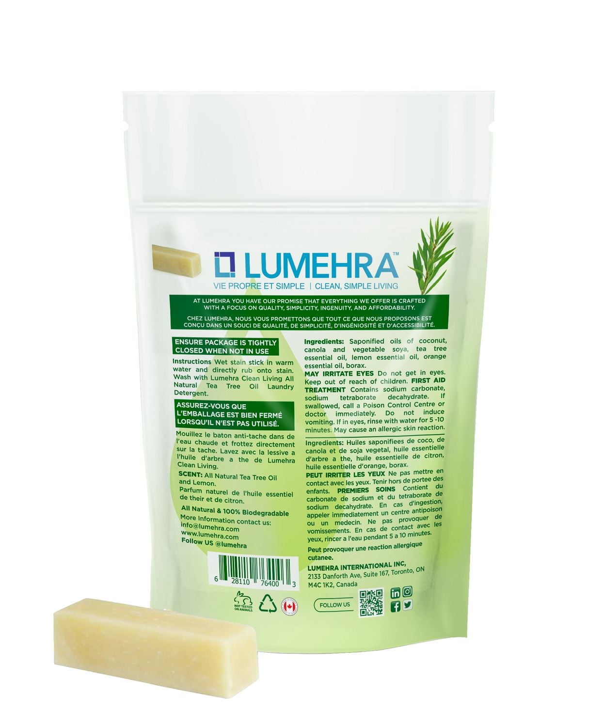 Lumehra Natural Tea Tree Stain Remover Bar Powerful on life’s toughest messes from baby blowouts and grass stains to wine, markers, to sweat and more. 60g