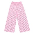 thumbnail image 6 of CCRFTGI Pants for Kids Girls Size 7Gingham Pants Palazzo Wide Leg Elastic Waist Plaid Baggy Sweatpants Trouser Pink 5-6 Years, 6 of 6