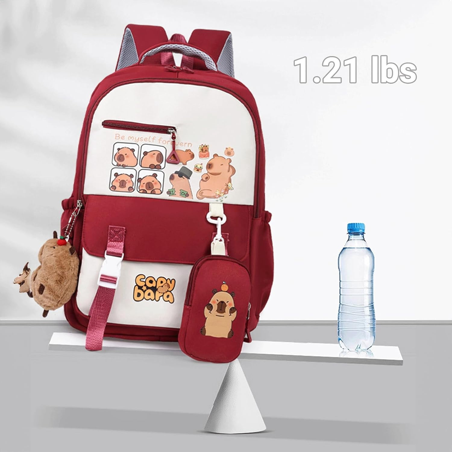 Capybara Backpack with Cute Kapibara Charm Mochila Capybara Cartoon Kapibara Daypack Travel Kawaii Going Out Bag(Black)