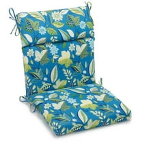 Blazing Needles Spun Polyester Outdoor Squared Seat/Back Chair Cushion-Color:Skyworks Caribbean
