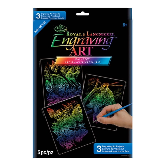 Royal & Langnickel Foil Engraving Value Pack, 8 Rainbow - Fish, Butterflies & Birds
