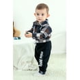 thumbnail image 3 of Younger Tree Infant Toddler Baby Boy Clothes Set Newborn Long Sleeve Flannel Plaid Bodysuit Pants Fall Winter Outfits for 6-12 Months, 3 of 10
