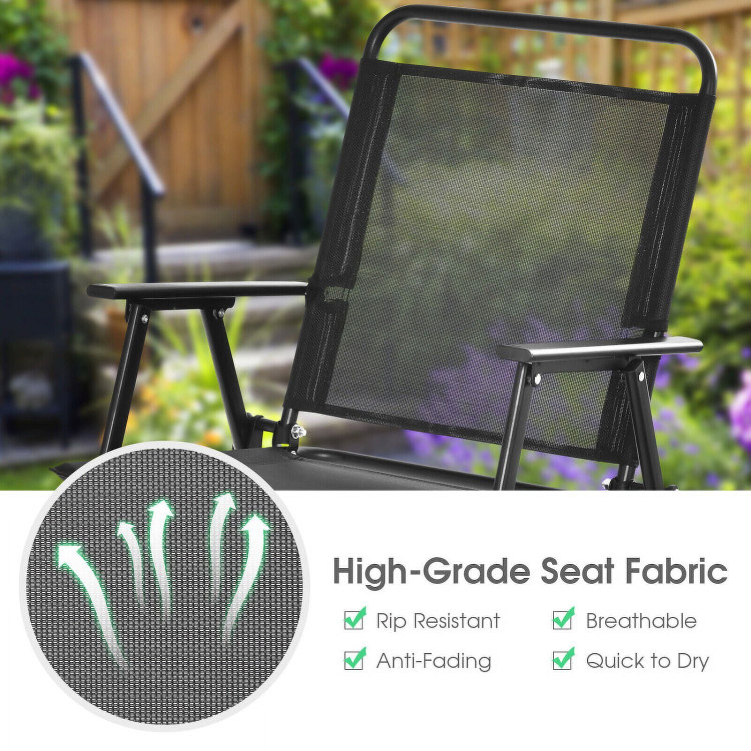 Aimee Lii Set of 2/4/6 Outdoor Folding Chairs with Breathable Seat, Outdoor Patio Set, Set of 6 Aimee Lii Set of 2/4/6 Outdoor Folding Chairs with Breathable Seat, Outdoor Patio Set, Set of 6