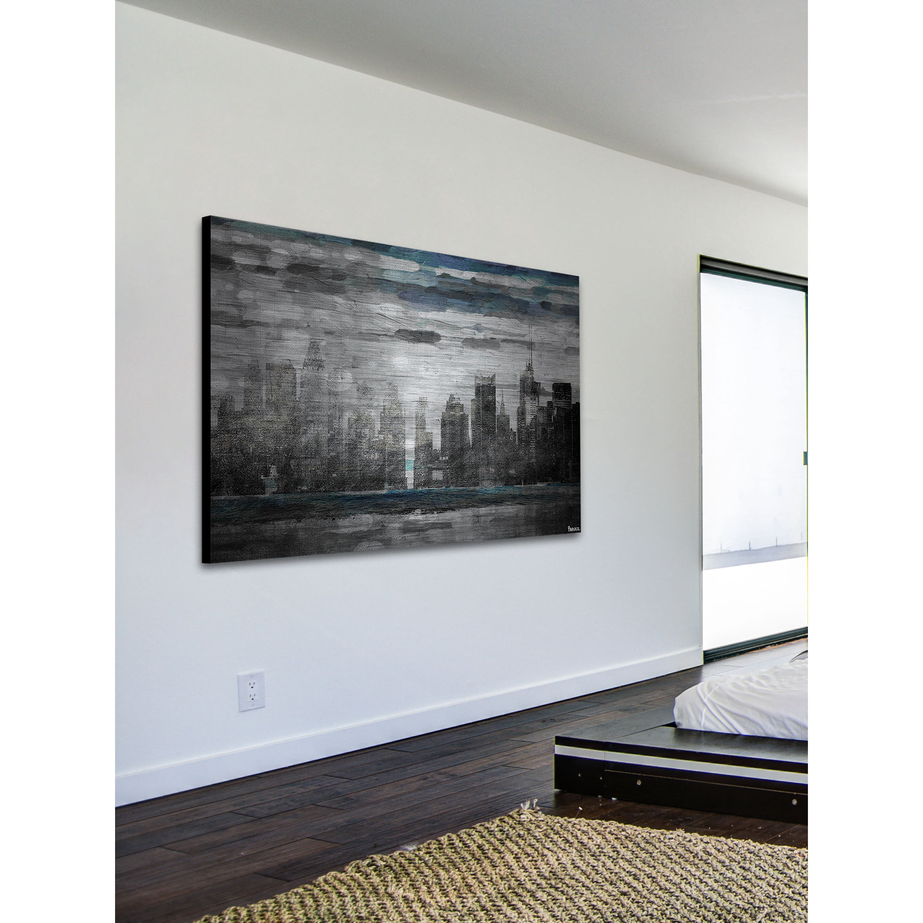 Parvez Taj  'Sunset in NYC' Painting Print on Brushed Aluminum 45 x 30