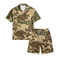 thumbnail image 5 of Dwelliawo Men's Camouflage Tree Print Shirt and Shorts Set 2 Piece Casual Summer Outfit, Breathable Button Up Shirt and Drawstring Shorts for Daily Wear and Vacation Camouflage 2xL, 5 of 5