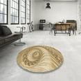 thumbnail image 3 of Ahgly Company Indoor Round Patterned Light Brown Area Rugs, 4' Round, 3 of 6