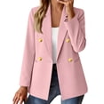 thumbnail image 3 of UDAUDU Women's Business Casual Blazer Double Breasted Long Sleeve Slim Fit Office Suit Jackets Work Outfits Pink 3XL, 3 of 7