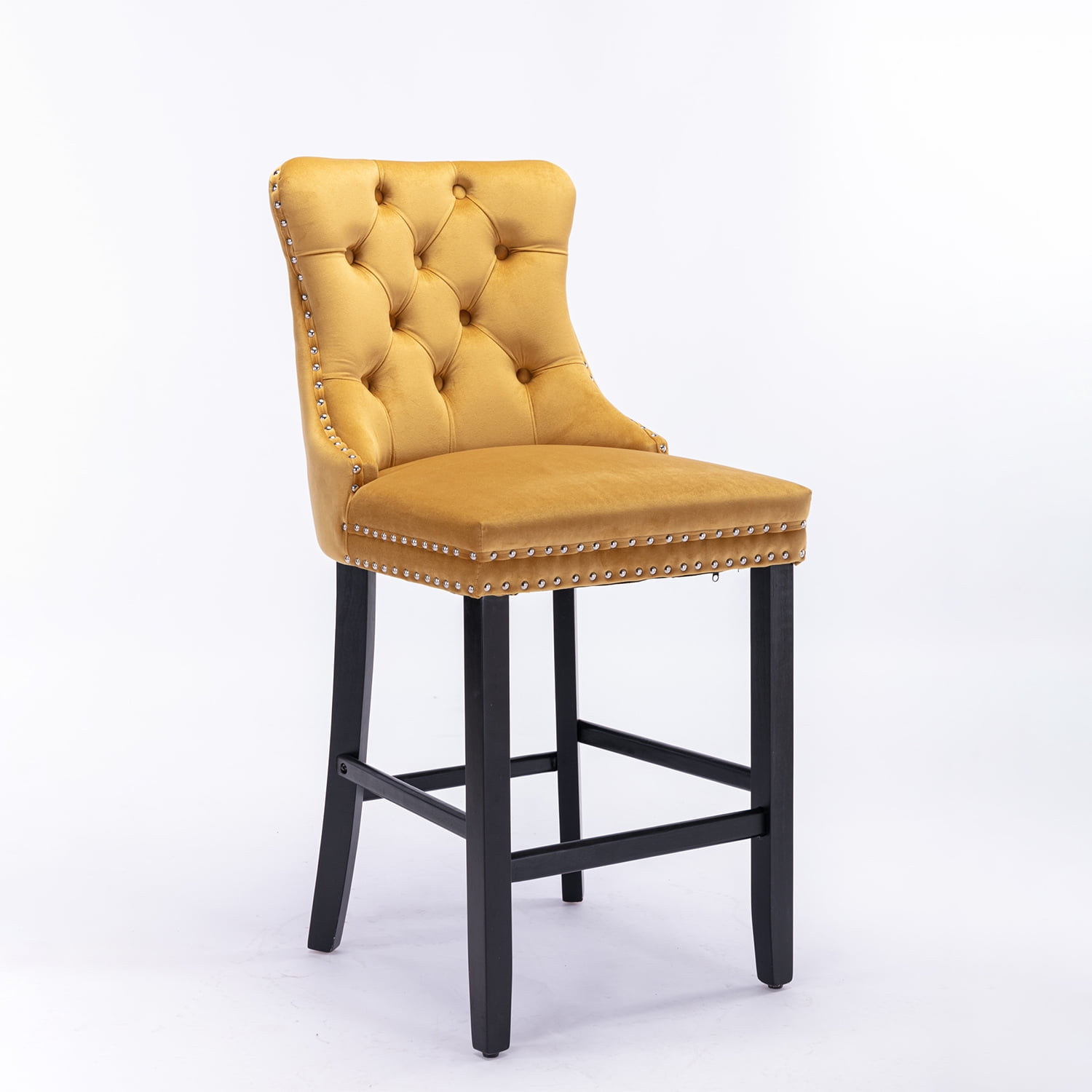 Demi Bonn 40" Counter Height Bar Stools Set of 2, Velvet Upholstered Barstools with Back, Kitchen Island Countertop Chairs for Dining Room, Gold