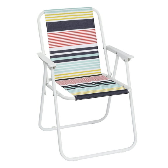 fashion Folding Beach Chair, Lightweight Beach Chair with High Back, Portable Foldable Camping Chair Lawn Chair with Hard Armrest, Colorful Stripes