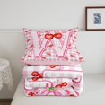 thumbnail image 5 of Catabedysis Preppy Letter W Full Size Comforter Sets For Girls,3D Cartoon Cherry Print Bedding Comforter Set,Pink Reversible,3 Pieces,1 Comforter and 2 Pillowcases, 5 of 7