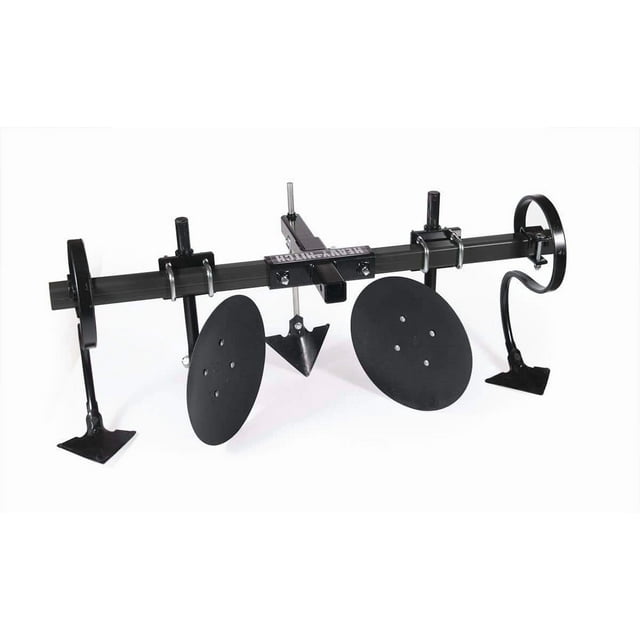 Heavy Hitch Multi-Purpose Disc Cultivator Garden Bedder 3-Point Attachment with S-Tines and Row Maker Insert Powdercoated in Black | USA Made for Compact/Sub-Compact Tractors