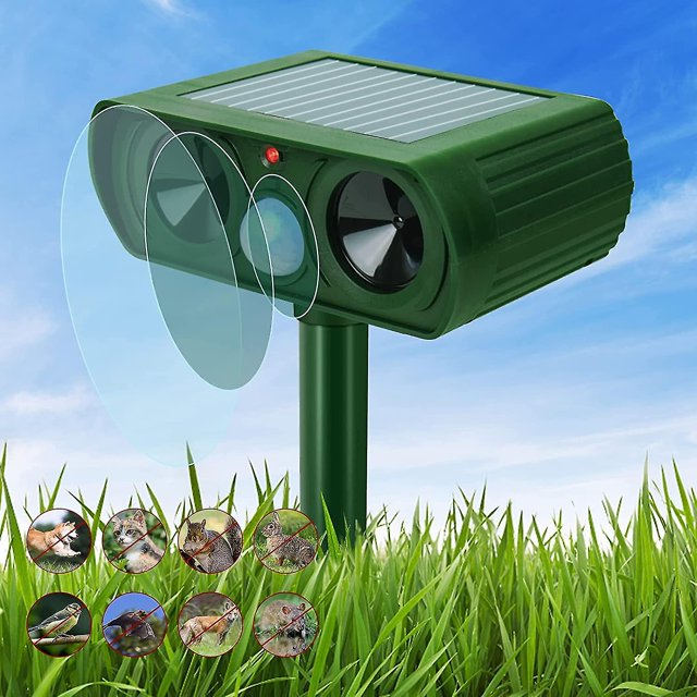 Ultraschall Katzenschreck, Solar Tiervertreiber Ultraschall Abwehr Wasserdicht Mit Bewegungsmelder Und Blitz, Marderschreck Solar Tierabwehr Hundeschr