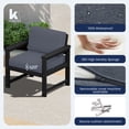 thumbnail image 3 of KINGYES 4 Pieces Outdoor Furniture Set, HDPE All Weather Use Conversation Couch Sets,2 Armchairs & 1 Loveseat & 1 Coffee Table for Patio Backyard, Black Frame with Gray Cushions, 3 of 9