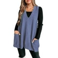 thumbnail image 2 of Blue Cozy Pocket Sweater Vest Women Womens Sleeveless Sweater Vest V Neck Loose Knit Casual Flattering Tunic Top, 2 of 6