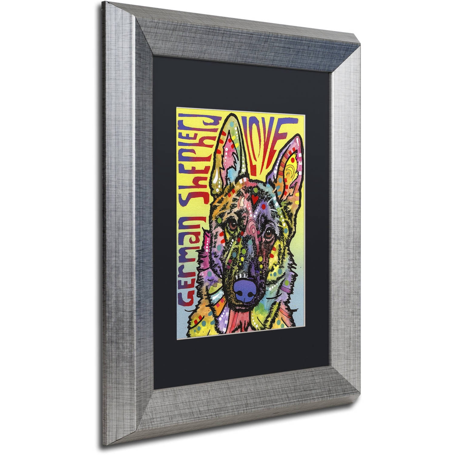 Trademark Fine Art 'German Shepherd Luv' Canvas Art by Dean Russo, Black Matte, Silver Frame