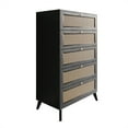 thumbnail image 3 of Castle Place Rattan 5 Drawers Wooden Dresser, Black, 3 of 8