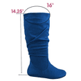 thumbnail image 2 of Women's Casual Flat Heel Pull Up Slip On Wide Calf Knee High Mid-Calf Boots Shoes ( Denim Blue, 5), 2 of 5