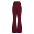 thumbnail image 4 of felwors Women's High-Waisted Flare Pants with Button Front Pockets Stretchy Dress Trousers for Work Office and Everyday Style（Wine， S）, 4 of 4