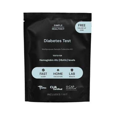 Simple HealthKit At-Home Diabetes Test Collection Kit, Measures Hemoglobin A1c (HbA1c) Levels for Males and Females, Free Follow-Up Care & Fast Lab Results, 1 Kit