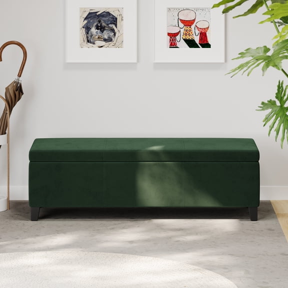 Forest Green 51.25 Inch Flip-Top Storage Ottoman Bench,Upholstered End of Bed Bench with Storage Queen Size,Hidden Compartment Footrest Stool for Living Room,Bedroom,Hallway.