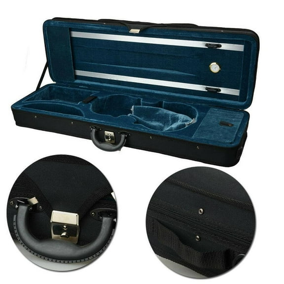 WSSYzyzf Nylon Black Square 4/4 Acoustic Violin Case & Bag Lightweight Durable Hard Shell with Shoulder Strap and Accessory Pockets for Instrument Protection