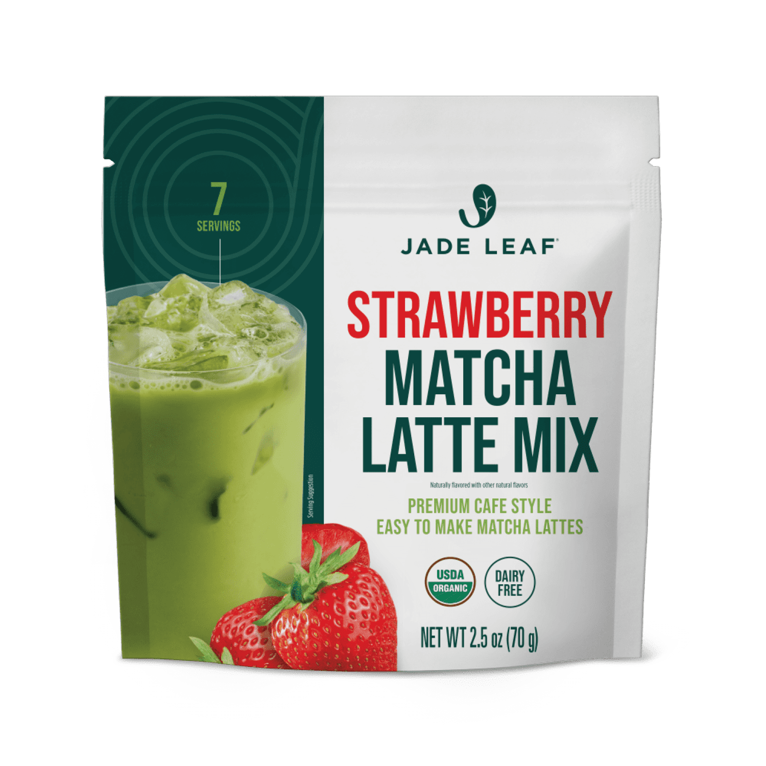 (3 pack) Jade Leaf Organic Strawberry Matcha Latte Mix, Dairy-Free, 2.5 oz Pouch