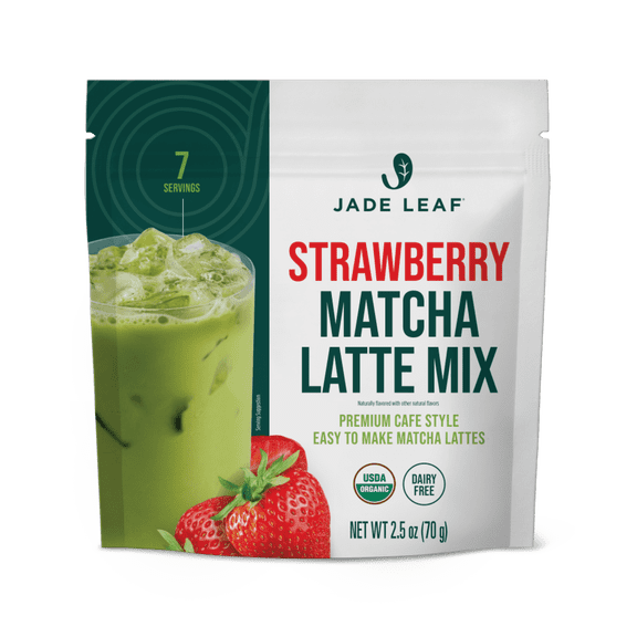 Jade Leaf Organic Strawberry Matcha Latte Mix, Dairy-Free, 2.5 oz Pouch