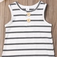 thumbnail image 4 of Baby Summer Romper Wide/Thin Striped Sleeveless Round Neck Button, 4 of 5