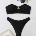 thumbnail image 4 of Hicidod Women's Bandeau Bikini Sets Strapless O Ring Lace Tie Back High Cut Two Piece Swimsuit Solid Color Beach Trendy Bathing Suits, 4 of 8