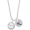 thumbnail image 1 of Delight Jewelry Silvertone Domed Psalm 139:14 Silvertone Script Initial Disc - K - Charm Necklace, 20"+3", 1 of 4