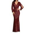 thumbnail image 1 of Prolriy Robes d'Invité de Mariage pour Femmes Robes de Soirée Sirène Brodées Sans Manches Col en V Robe de Demoiselle d'Honneur Longue Robe Longueur au Sol Robes de Fête pour Femmes 2025 Robe Formelle Rouge TG, 1 of 6