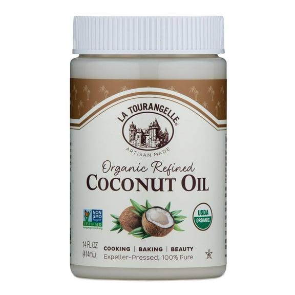 La Tourangelle Organic Coconut Oil, Refined, For Cooking, Baking, Hair, and Skin Care, Expeller Pressed, 14 fl oz