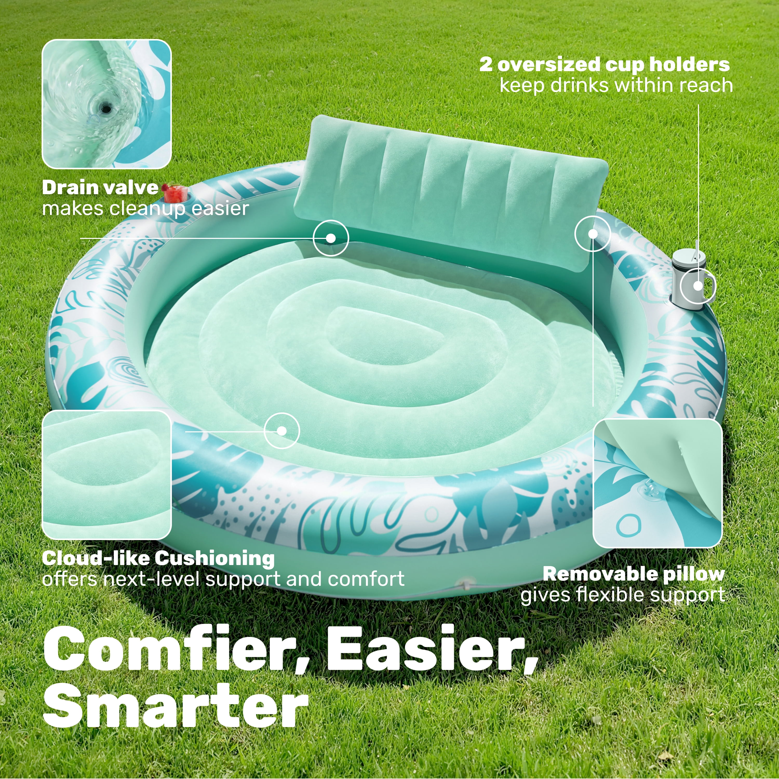 SLOOSH Round Fabric Tanning Pool (Cyan)