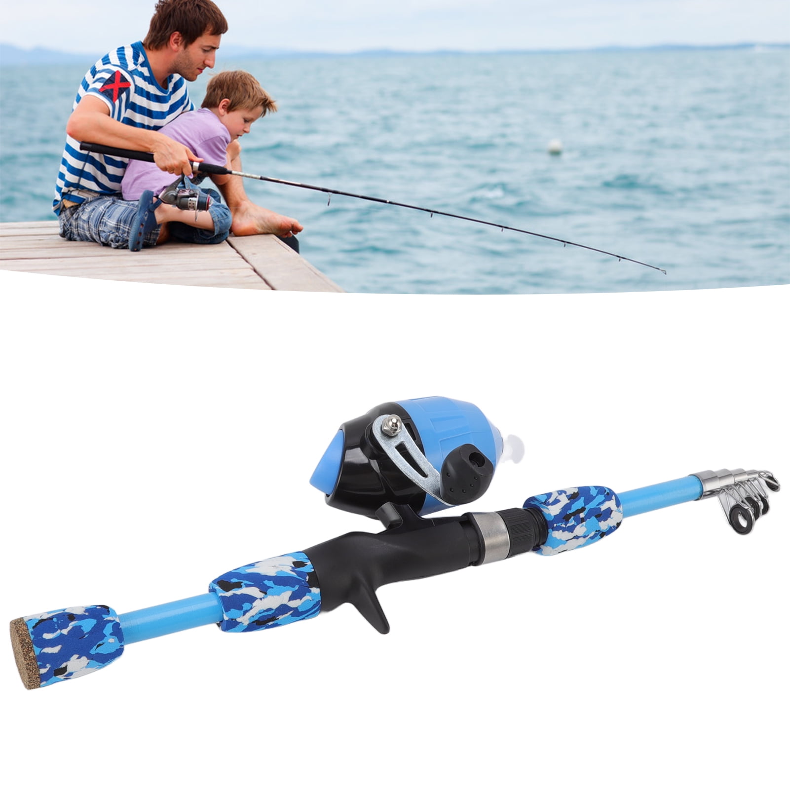 LearnLyrics Ensemble de cannes à pêche pour débutants, canne à pêche pour - Kit canne à pêche pour débutants - Équipement de pêche avec poignée antidérapante pour Pâques