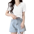 thumbnail image 2 of PADFRYBK Summer T-Shirt For Women Casual V-Neck Pullover Short Sleeve Tops Go Anywhere Solid Color Loose Casual Tunic Blouses, 2 of 6