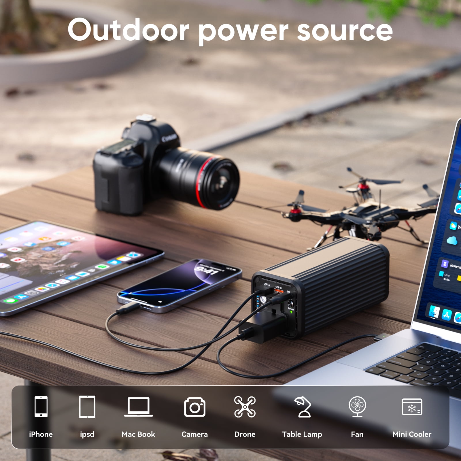 PADJYYUSZ Portable Laptop Power Bank, 27000mAh   with 100W  AC Outlet, 65W PD Fast Charging , N22  Black