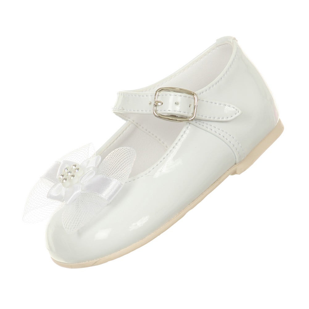 white patent baby girl shoes