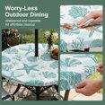 thumbnail image 5 of Round Outdoor Tablecloth with Umbrella Hole and Zipper, Teal Coastal Summer Tablecloth with Elastic Waterproof, Coral Shell Starfish Nautical Patio Table Covers for 45" - 54" Picnic Pool Tables, 5 of 9