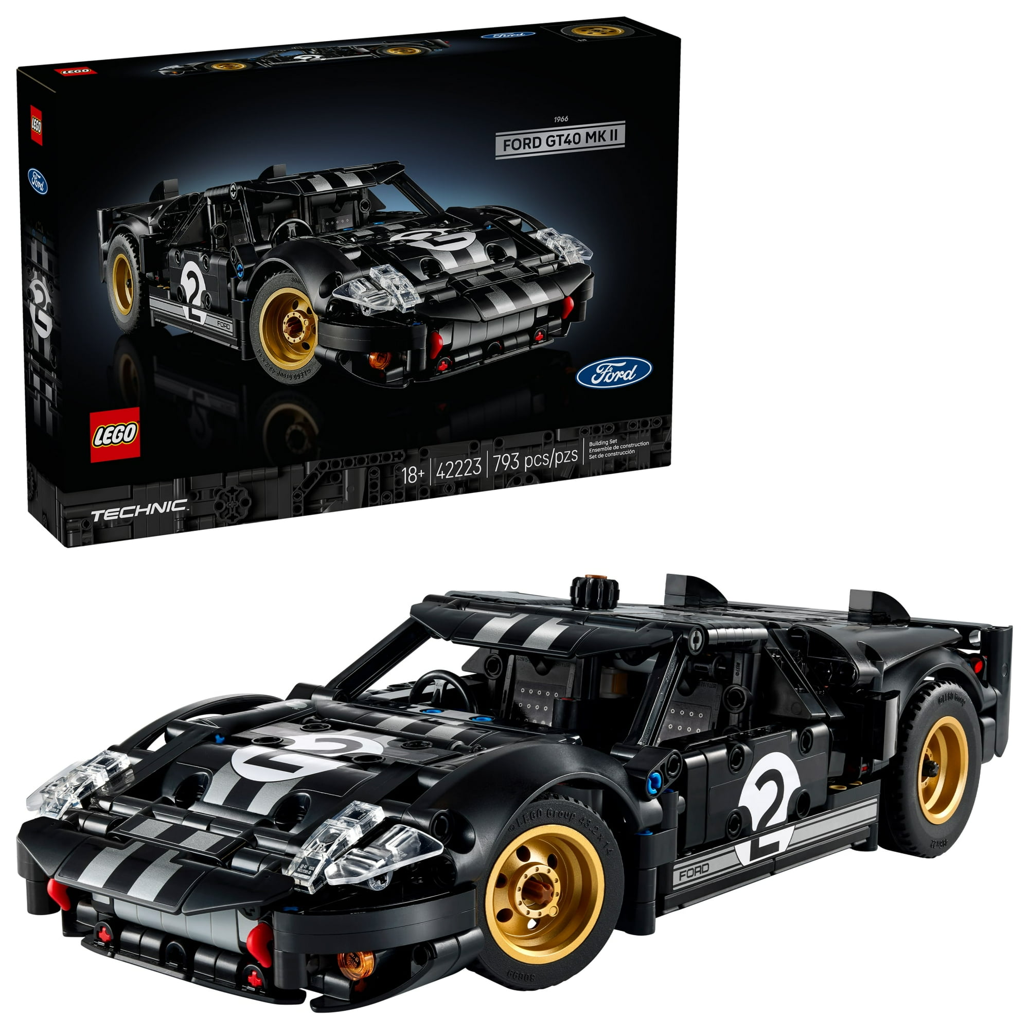 LEGO Technic 1966 Ford GT40 MKII Race Car Building Set for Adults - Collectible Car Toy W/Realistic Functions & Features for Adult Sports Car Fans, Ages 18+ - Gift Idea for Birthdays - 42223