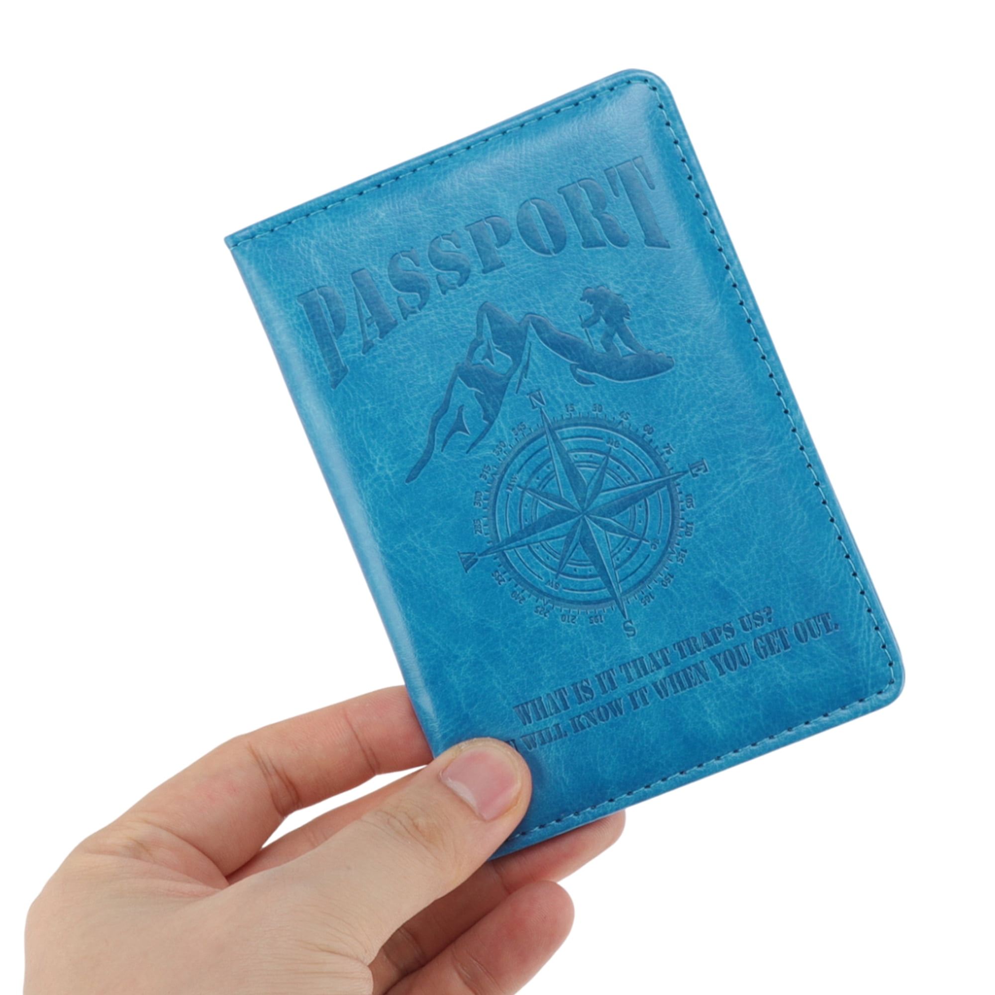Unique Bargains Compass Passport Holder 1 Pc Sky Blue