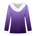 thumbnail image 4 of T-Shirt à Manches Longues pour Femmes en Liquidation T-Shirt en Polyester pour Femmes T-Shirt de Noël en Peluche avec Col en Peluche et Poignets en Peluche Dégradé à Manches Longues, 4 of 4