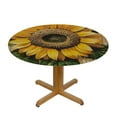 thumbnail image 3 of JEUXUS  Round Fitted Tablecloth with Elastic Edged &amp; Flannel Backing, Waterproof Wipeable Round Table Cover for Indoor Outdoor Patio Use - Fits Tables up to Diameter(Sunflower), 3 of 7