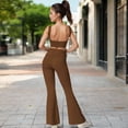 thumbnail image 6 of Women's Sleeveless Crop Top with High Neckline - Large, Brown, 6 of 7