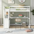 thumbnail image 4 of Harper & Bright Designs Twin Size Loft Bed with Desk, Shelves and Two Built-in Drawers, Wooden Space-Saving Loft Bed Frame for Boys Girls, White, 4 of 11