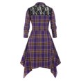 thumbnail image 3 of Rosegal Women Casual Plus Size Lace Up Plaid Handkerchief Dress Purple 3X, 3 of 6