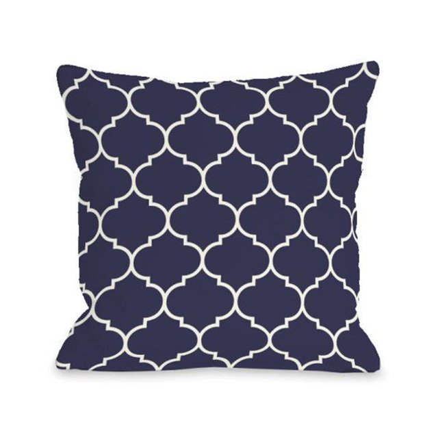 One Bella Casa 74702PL16 Oreiller Marocain à Répétition 16 x 16 Po - Bleu Nuit